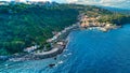 Timpa di Acireale aerial view from above on Santa Maria la Scala with sea and blue sky