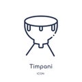 Timpani icon from music outline collection. Thin line timpani icon isolated on white background
