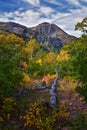 Timpanogos back panoramic views, Willow Hollow Ridge, Pine Hollow Trail hiking trail Wasatch Rocky Mountains, Utah. USA