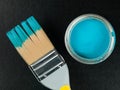 Tin of Blue Paint With a Paint Brush Royalty Free Stock Photo