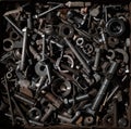 Box with screws, bolts, nails. Royalty Free Stock Photo