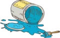 Tin Can of Blue Paint and Paintbrush Royalty Free Stock Photo