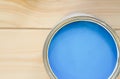 A tin can of blue paint Royalty Free Stock Photo