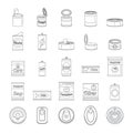 Tin can food package jar icons set, outline style Royalty Free Stock Photo