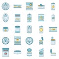 Tin can food package jar icons set vector color Royalty Free Stock Photo