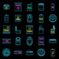 Tin can food package jar icons set vector neon Royalty Free Stock Photo