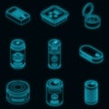 Tin can icons set vector neon Royalty Free Stock Photo