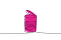 Tin can one line colored continuous drawing. Aluminium can continuous one line colorful illustration. Vector minimalist