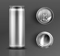 Tin can with open key front, top and bottom view Royalty Free Stock Photo