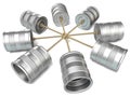 Tin can phones connected to each other. 3D render