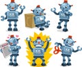 Tin can robot action set Royalty Free Stock Photo