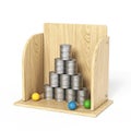 Tin can shooting game in wooden box 3D Royalty Free Stock Photo