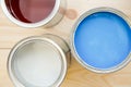 Tin cans of household paint