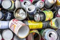 Tin cans at a recycling center Royalty Free Stock Photo