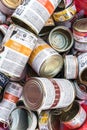 Tin cans at a recycling center Royalty Free Stock Photo