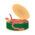Tin of earthworms cartoon icon