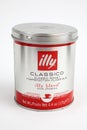 A tin of ground coffee by Illy