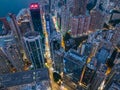 Top down view of Hong Kong city at night Royalty Free Stock Photo