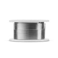 Tin lead solder wire spool for electrical soldering and DIY isolated on white. Front view