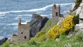 Tin mine engine houses on a cliff in Cornwall England Royalty Free Stock Photo