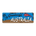 Vintage greetings from Australia tin rusty web sign on white background Royalty Free Stock Photo