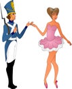 Tin soldier in uniform with a ballerina