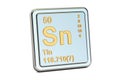 Tin, stannum Sn, chemical element sign. 3D rendering