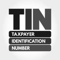 TIN - Taxpayer Identification Number acronym, concept background