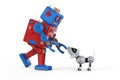Tin toy robot with dog robot Royalty Free Stock Photo