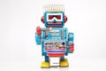 Tin toy robot drummer Royalty Free Stock Photo