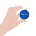 Tin of Vaseline in a hand vector illustration Royalty Free Stock Photo