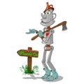 Tin woodman points the way to the wizard of Oz