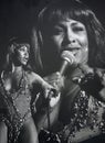 Tina Turner-double exposure during concert.