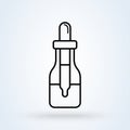 Tincture bottle and dropper vector icon isolated on white background. Line design style
