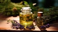 Tincture of herbs and flowers in a bottle. Herbal medicine.Generative AI