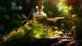 Tincture of herbs and flowers in a bottle. Herbal medicine. Generative AI