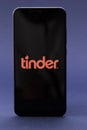 Tinder logo on smartphone screen, Illustrative editorial, Belgorod , Russia - jun, 16, 2020