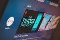 The Tinder Swindler is a new popular Netflix`s documentary about Simon Leviev who scammed women on Tinder app Royalty Free Stock Photo