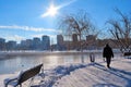 Tineretului Park, Bucharest, Romania, winter time Royalty Free Stock Photo