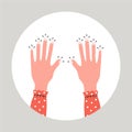 Tingling and numbness in the hands. Finger sensitivity problem. Flat vector illustration