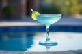 Tini cocktail on poolside by pool. Generative AI illustration Royalty Free Stock Photo