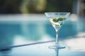 Tini cocktail on poolside by pool. Generative AI illustration Royalty Free Stock Photo