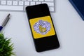 Tinkoff app logo on a smartphone screen. Royalty Free Stock Photo