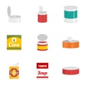 Tinned can icon set, flat style Royalty Free Stock Photo