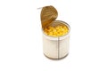 Tinned corn in a tin Royalty Free Stock Photo