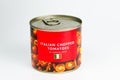 Tinned Tomatoes or Canned tomatoes containing preserved food for the use during reduced availablity Royalty Free Stock Photo