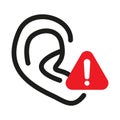 Tinnitus disease line icon. Caution Ear Protection vector illustration
