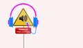 Tinnitus. Headphones. Health related poster. Traffic signal that recommends acoustic protection.