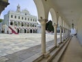 People visit   church of Virgin Mary, Tinos island Royalty Free Stock Photo