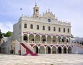 People visit   church of Virgin Mary, Tinos island Royalty Free Stock Photo